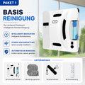 Automatische Fensterreinigung mit AI-Navigation, Ultraschall-Spray und sicherer Vakuumhaftung. Für Glasflächen, Balkontüren und große Fenster.